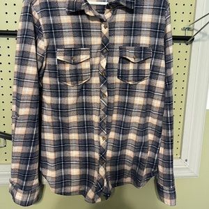 Button down pink/blue plaid shirt
